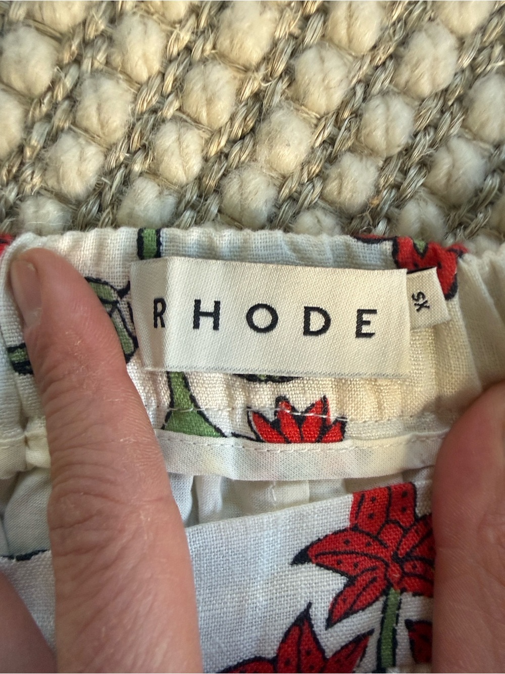 Rhode Aaron Skirt Red Floral Print in 100% linen - Picture 5 of 5